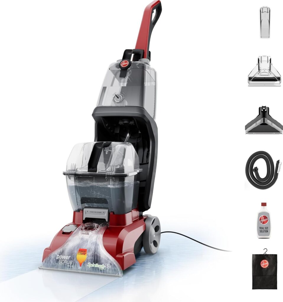 Hoover PowerScrub Deluxe Carpet Cleaner Machine, Pet & Upholstery Tools | Deep Cleaning Carpet Shampooer Machine, SpinScrub Brushes, HeatForce Drying, Pair with Hoover Carpet Cleaner Solution