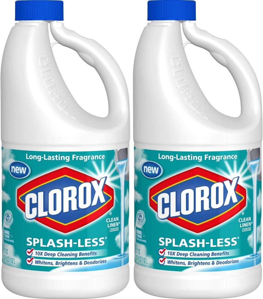 Clorox Splash-Less Bleach, Clean Linen Scent, 55 Ounces, 2 Pack (110 Ounces Total), Real Bleach Made Simple™