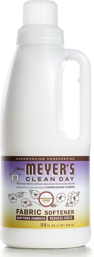 MRS. MEYER’S CLEAN DAY Liquid Fabric Softener, Compassion Flower, 32 fl oz | Softens and Freshens Laundry, Reduces Static, Up to 32 Loads per Bottle, Cruelty Free, Made with Essential Oils