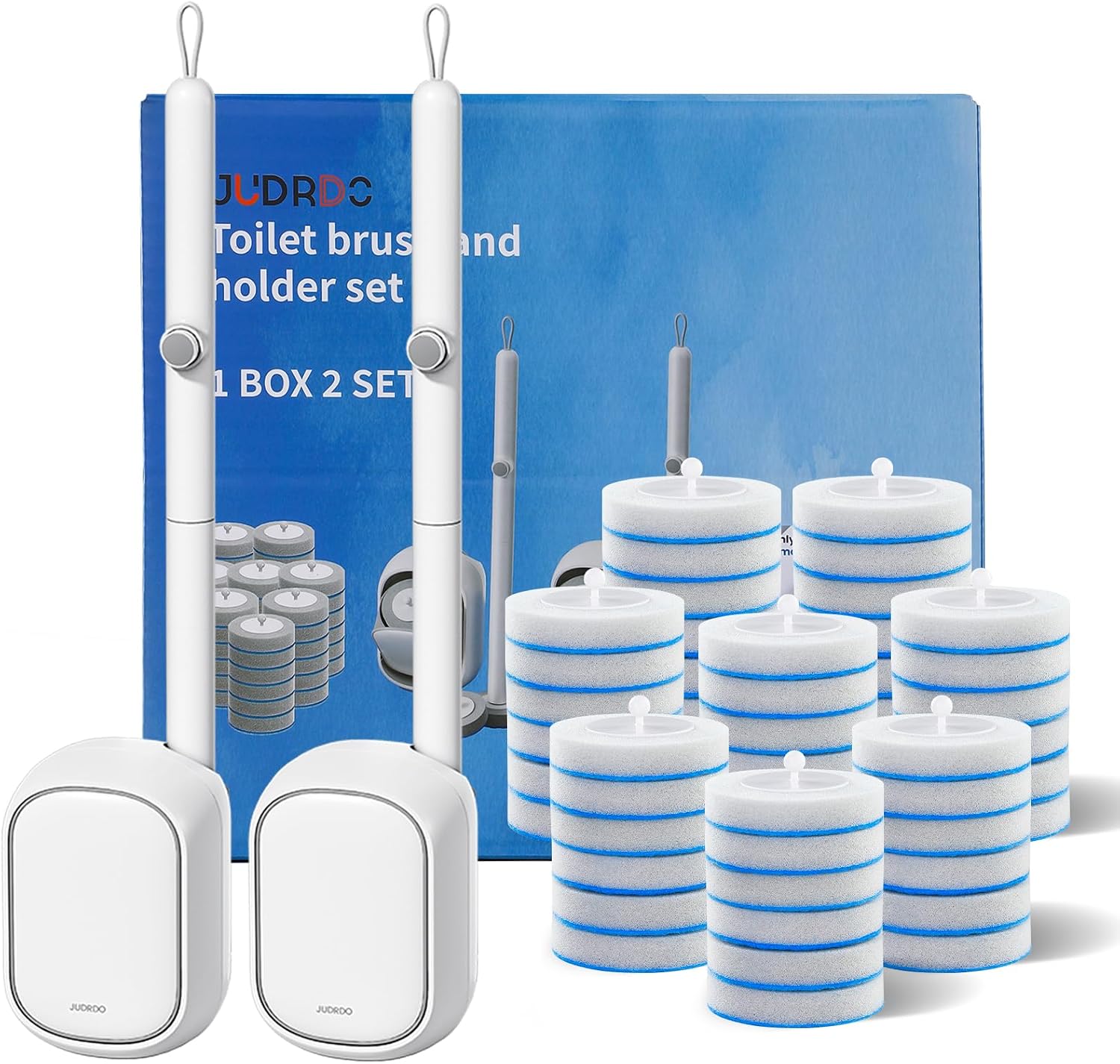 2 Pack Disposable Toilet Brush with 48 Refills, Toilet Bowl Cleaning System | Toilet Bowl Cleaner, Wall Mounted Toilet Bowl Brush and Holder Set for Deep Cleaning and Hygienic Bathroom Maintenance